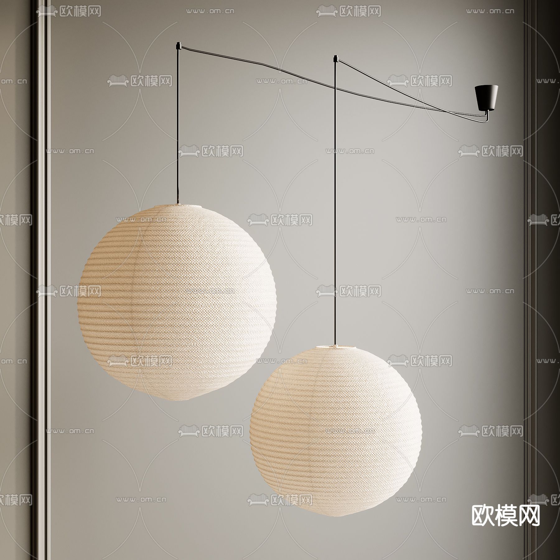 侘寂吊灯 布艺吊灯3d模型下载