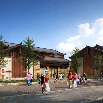  中式商业街区su模型 