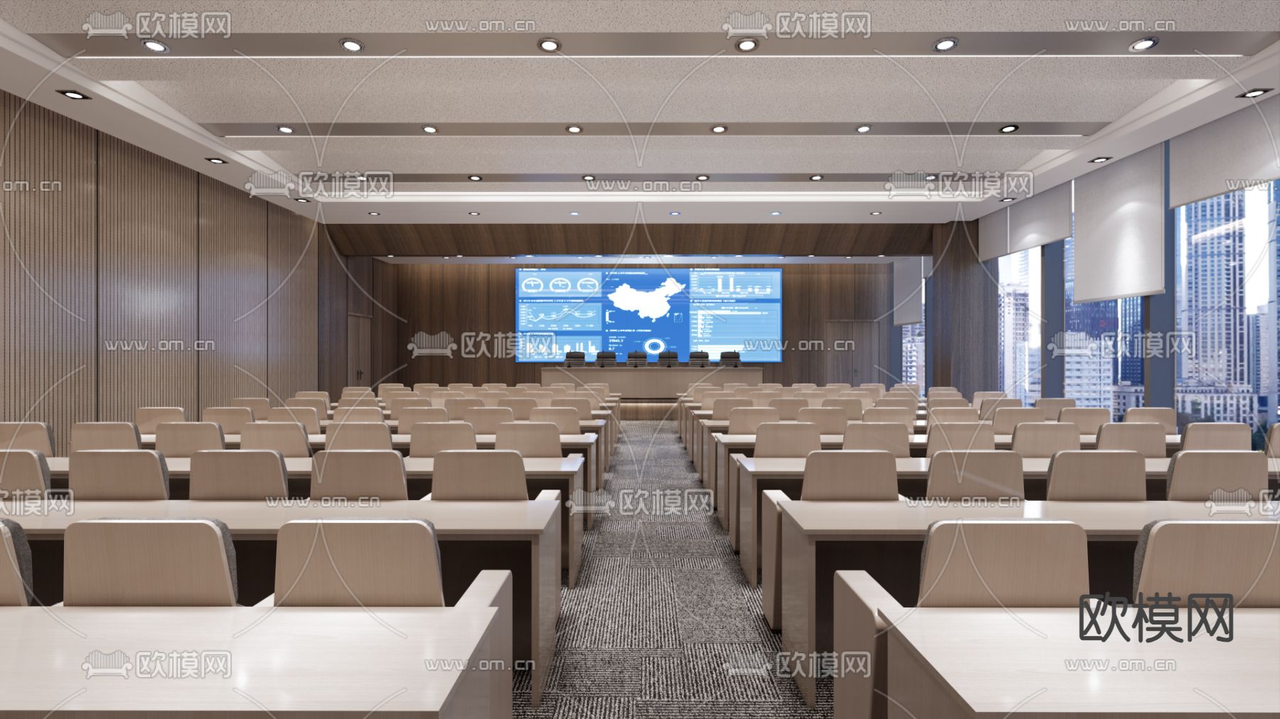 多功能厅 会议厅su模型下载（渲染图2）