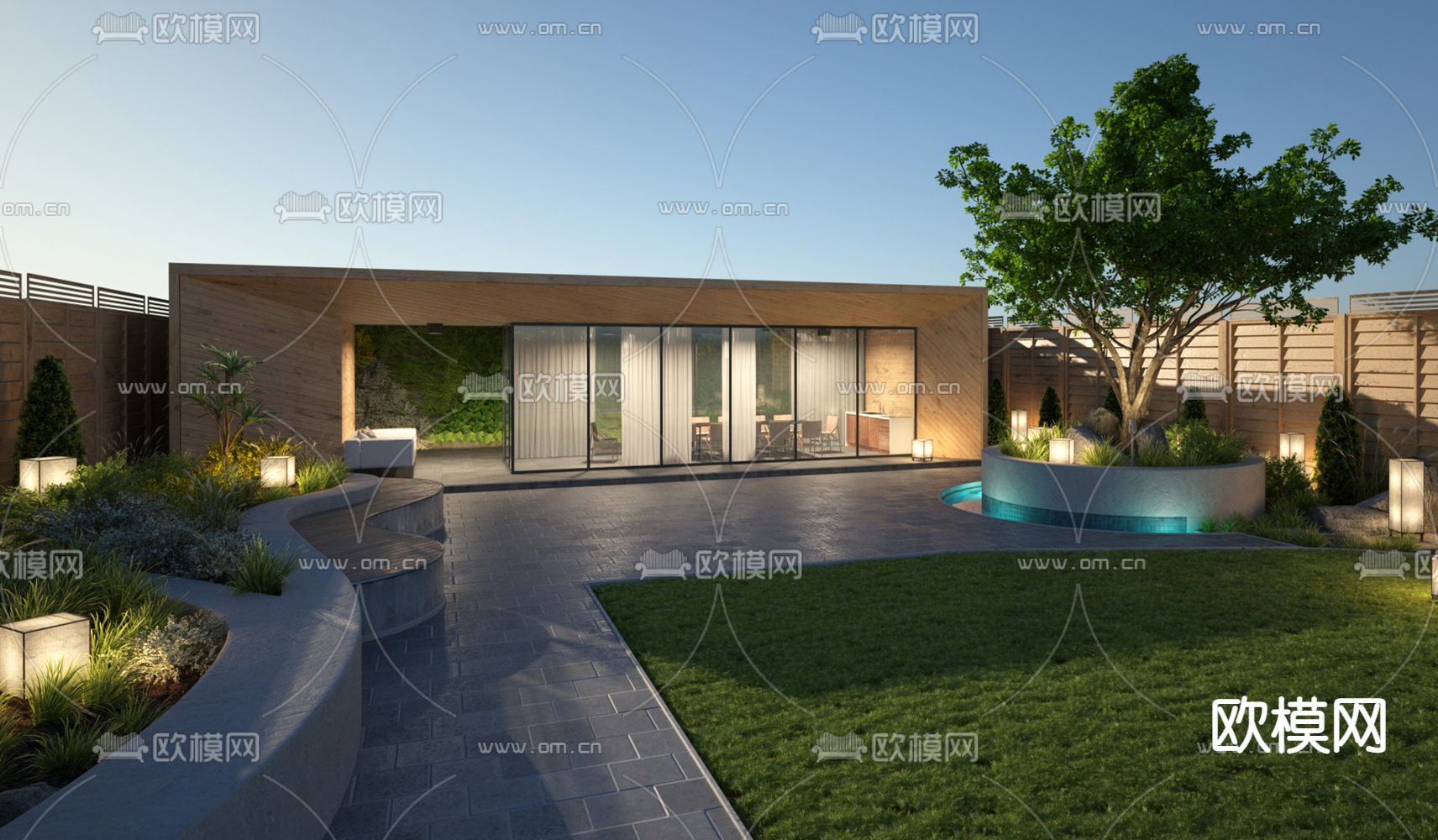 庭院景观 院子 花园免费3d模型下载（渲染图1）