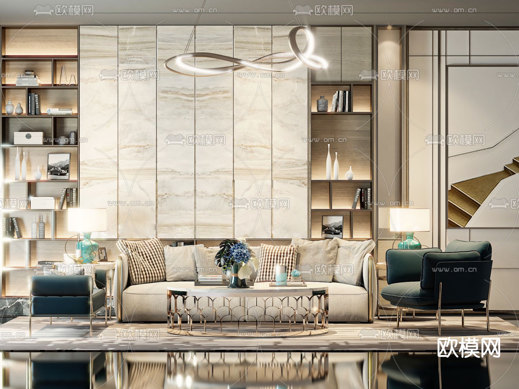 轻奢风沙发 组合沙发3d模型下载