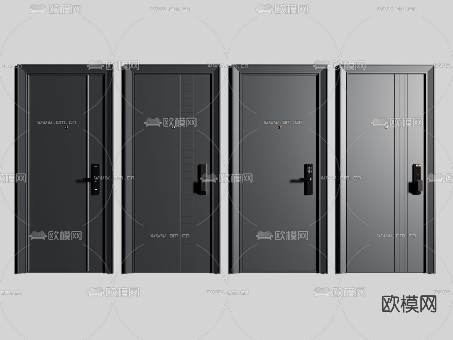 现代防盗门su模型下载（渲染图2）