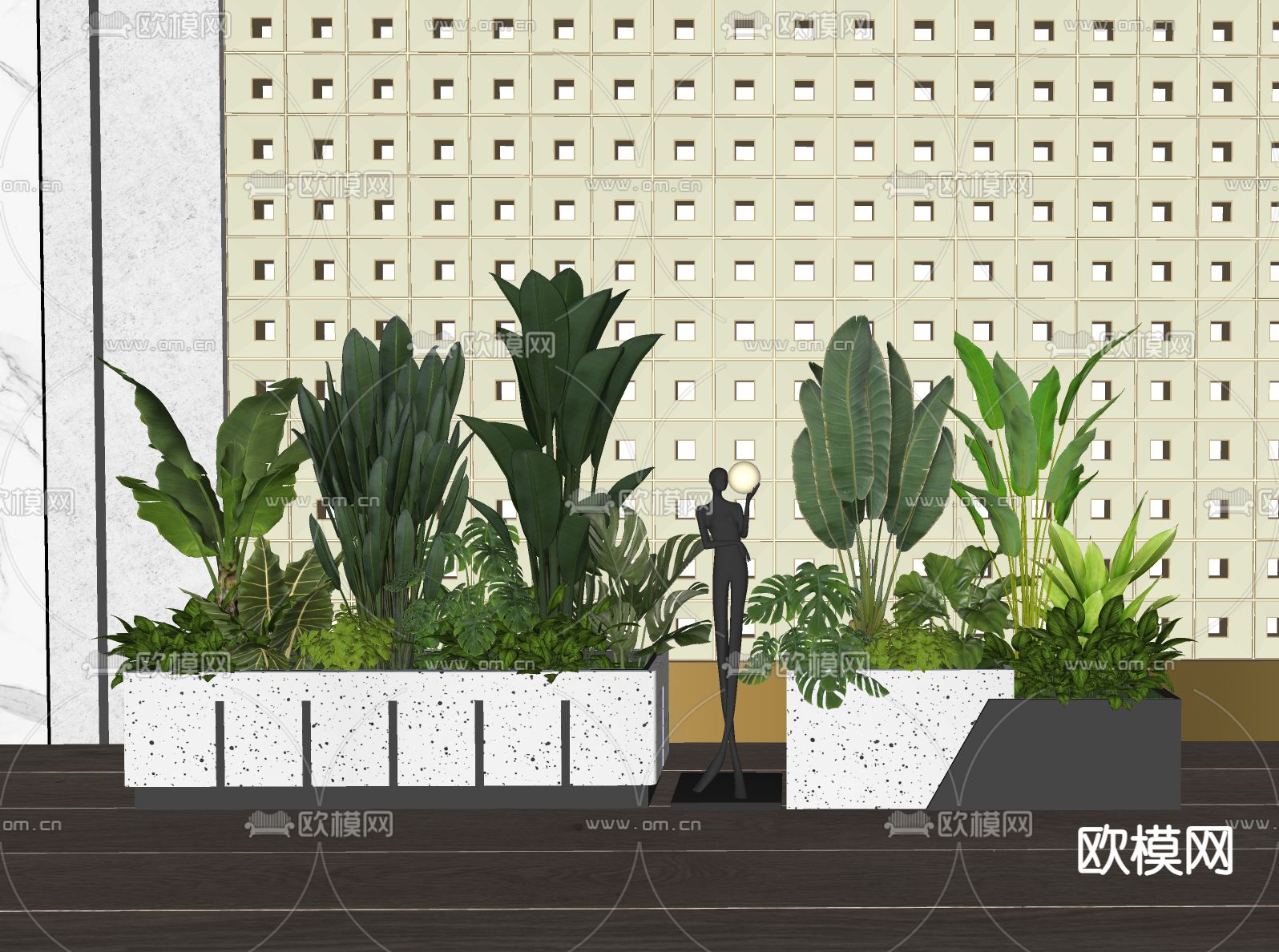 植物堆 花池花坛su模型下载（渲染图1）