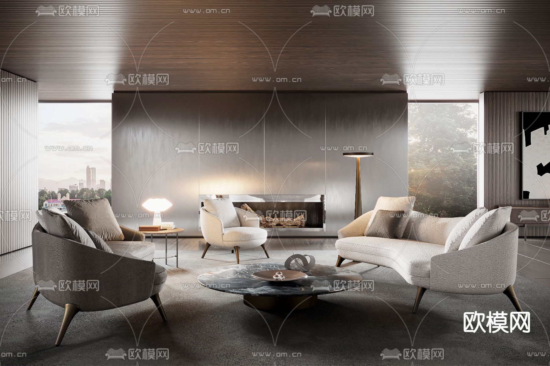 Minotti 组合沙发 客厅3d模型下载（渲染图1）