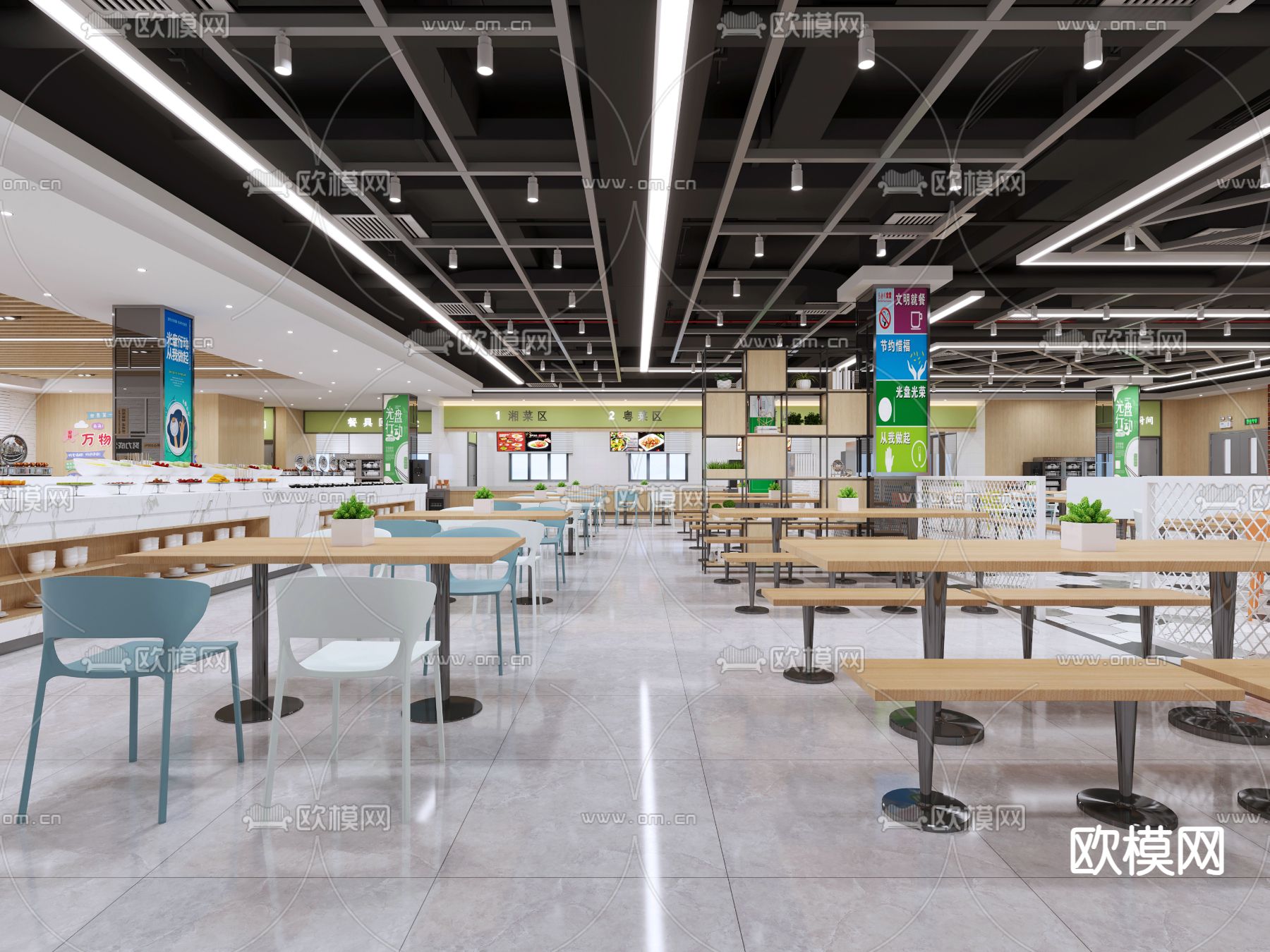 现代美食城 快餐店3d模型下载（渲染图2）