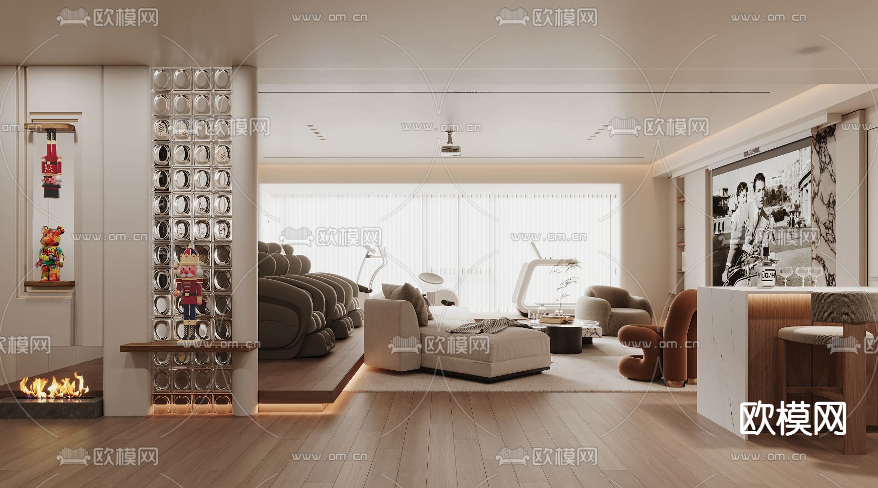 家庭影院 视听室 影音室3d模型下载