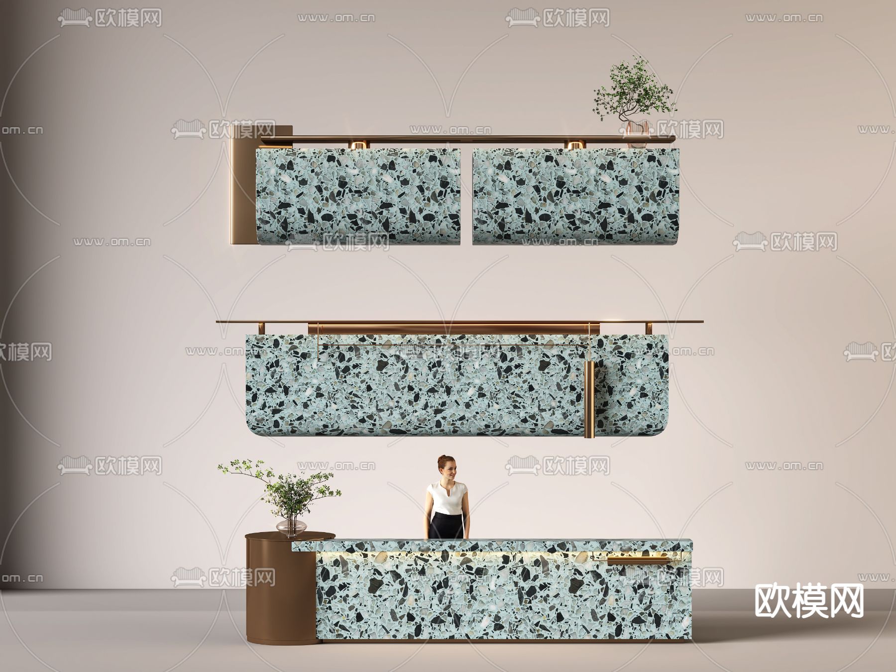 接待前台 服务台su模型下载（渲染图2）