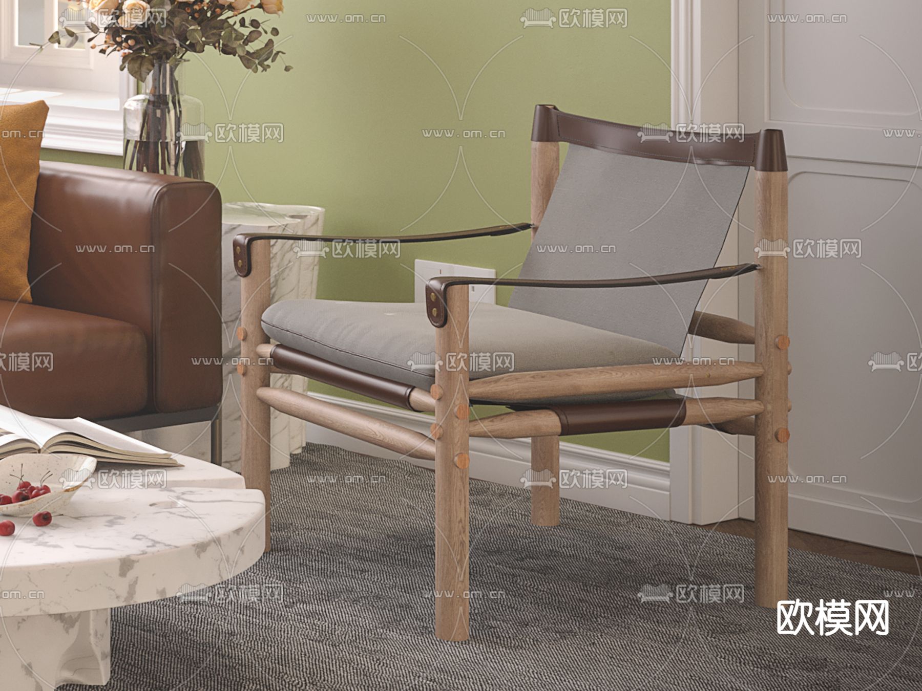 欧式复古客厅3d模型下载（渲染图2）
