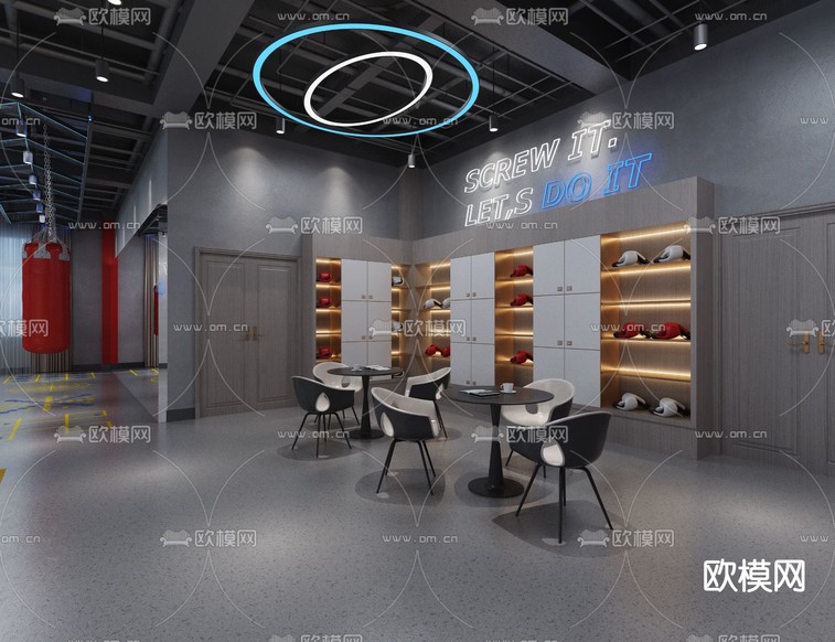 搏击馆 健身房3d模型下载(渲染图2)