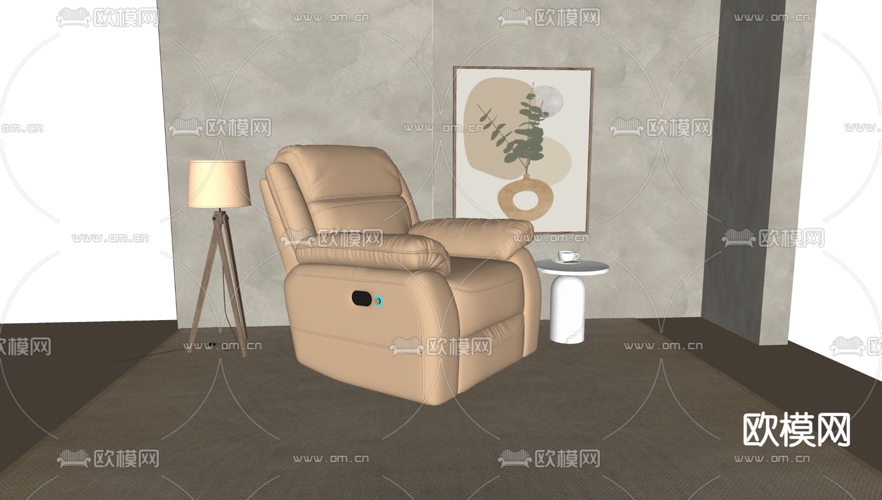 现代按摩椅su模型下载（渲染图1）