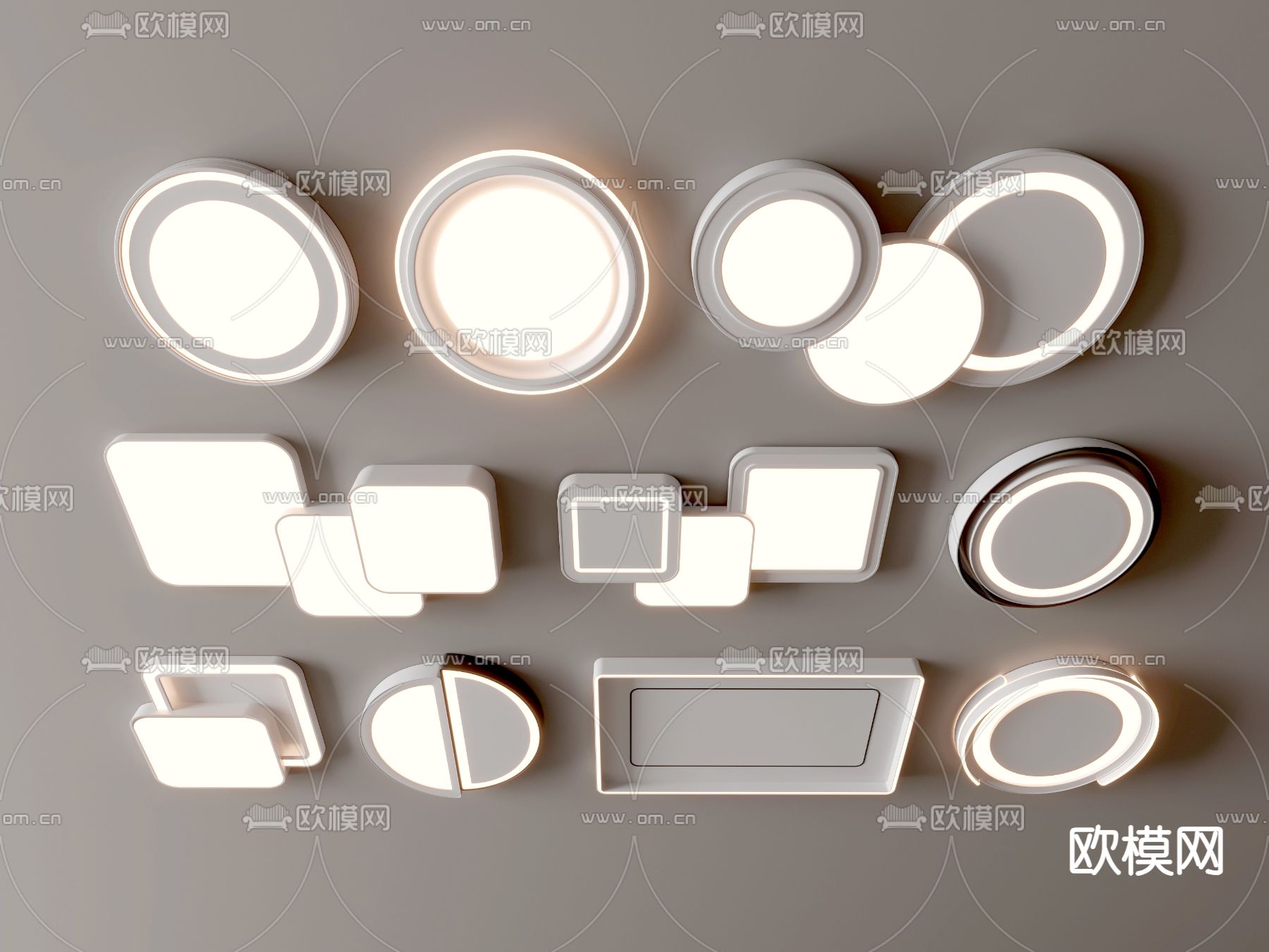 几何吸顶灯 卧室灯3d模型下载