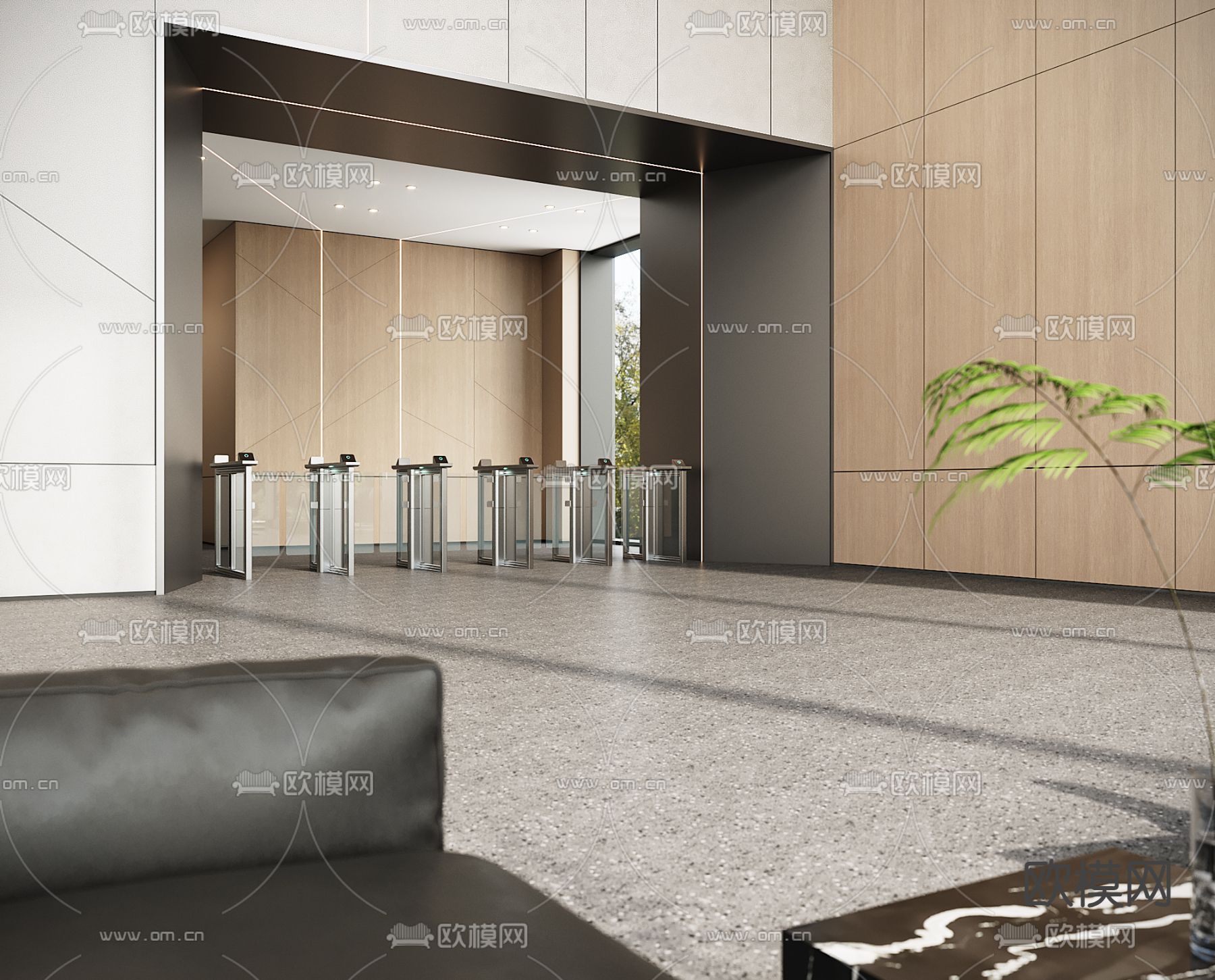 写字楼大堂 办公楼大堂3d模型下载（渲染图2）