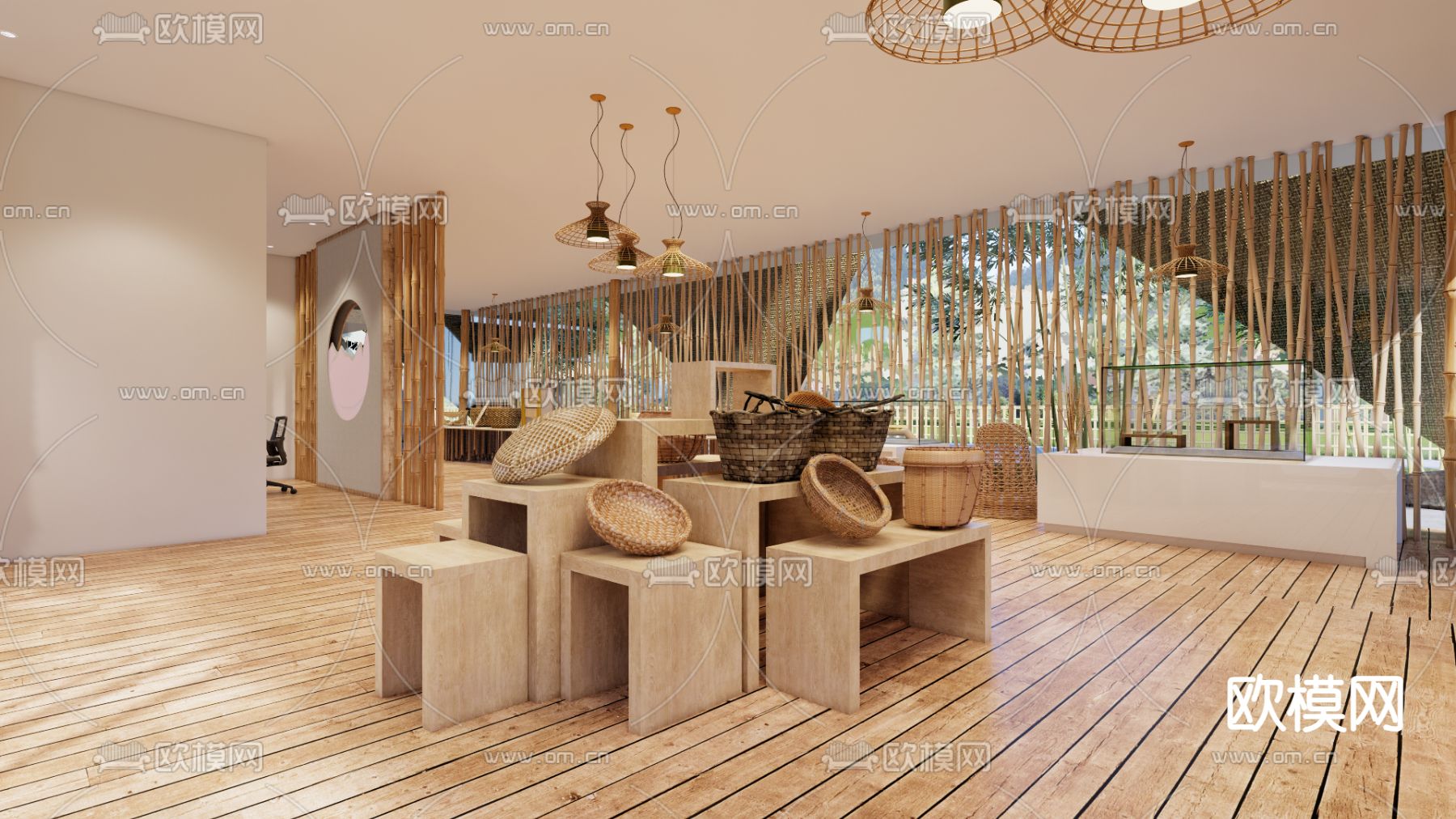 竹艺馆 展馆su模型下载（渲染图3）