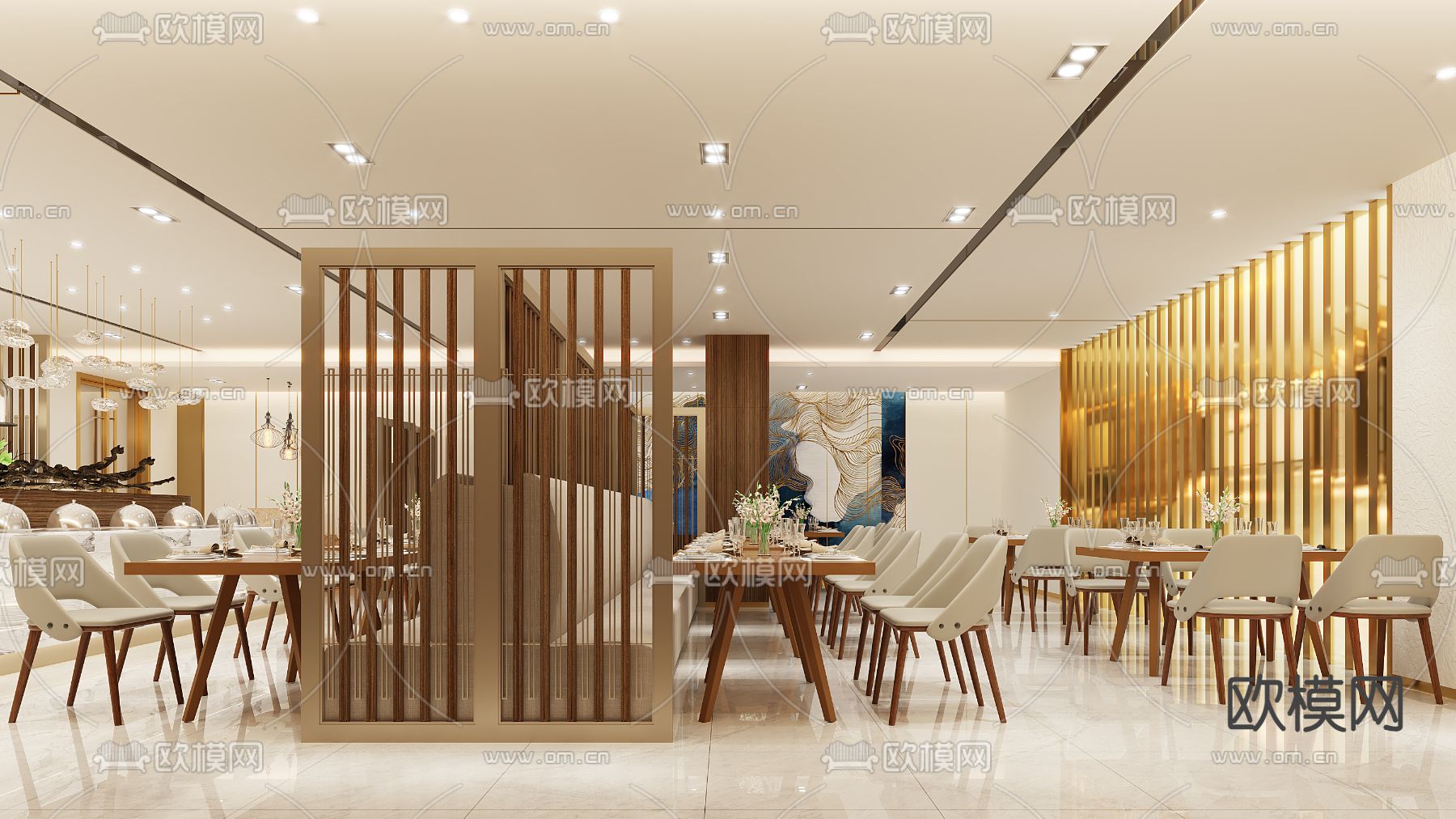 自助餐厅3d模型下载（渲染图1）