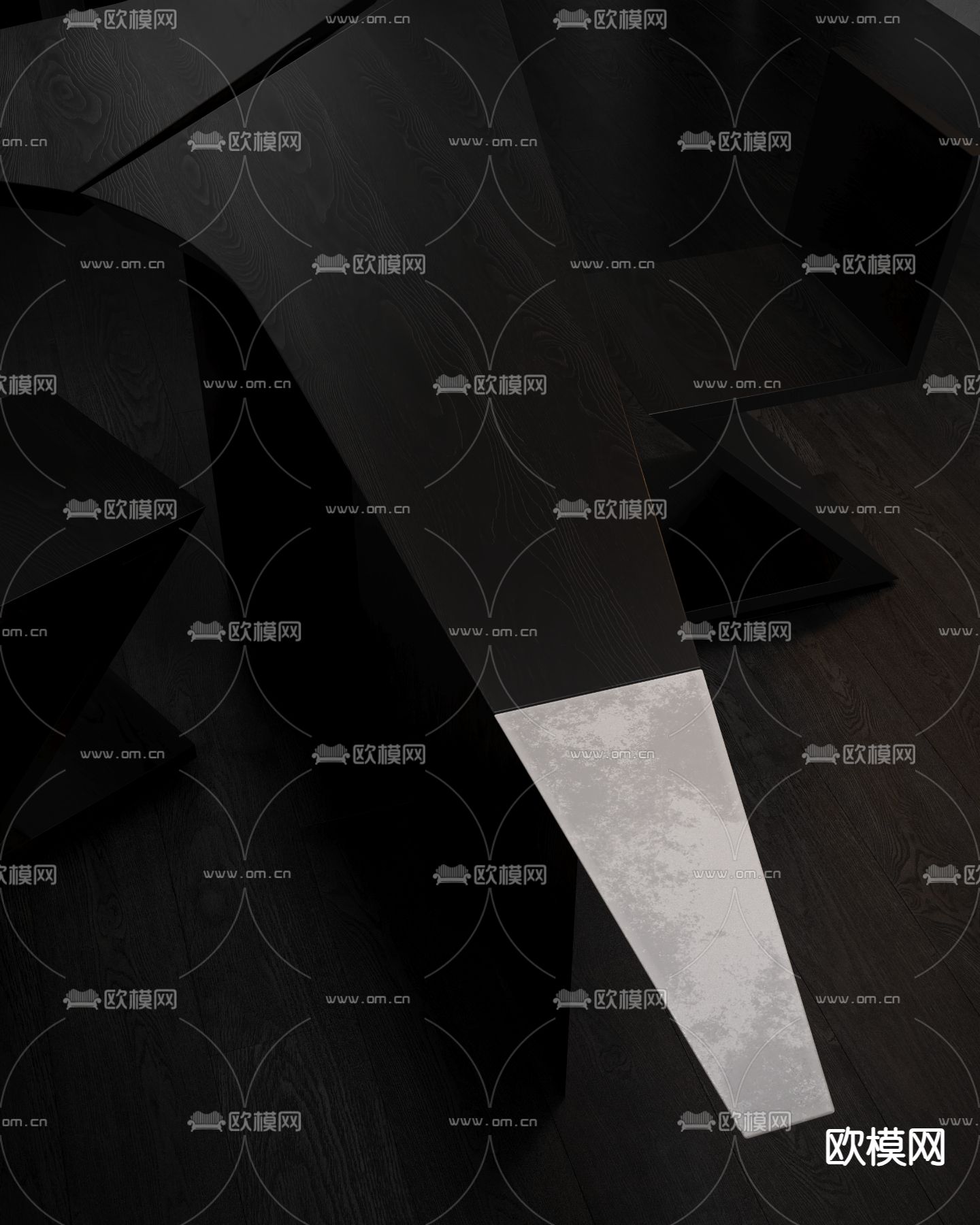 暗黑风办公室 公共办公区 工位3d模型下载（渲染图9）