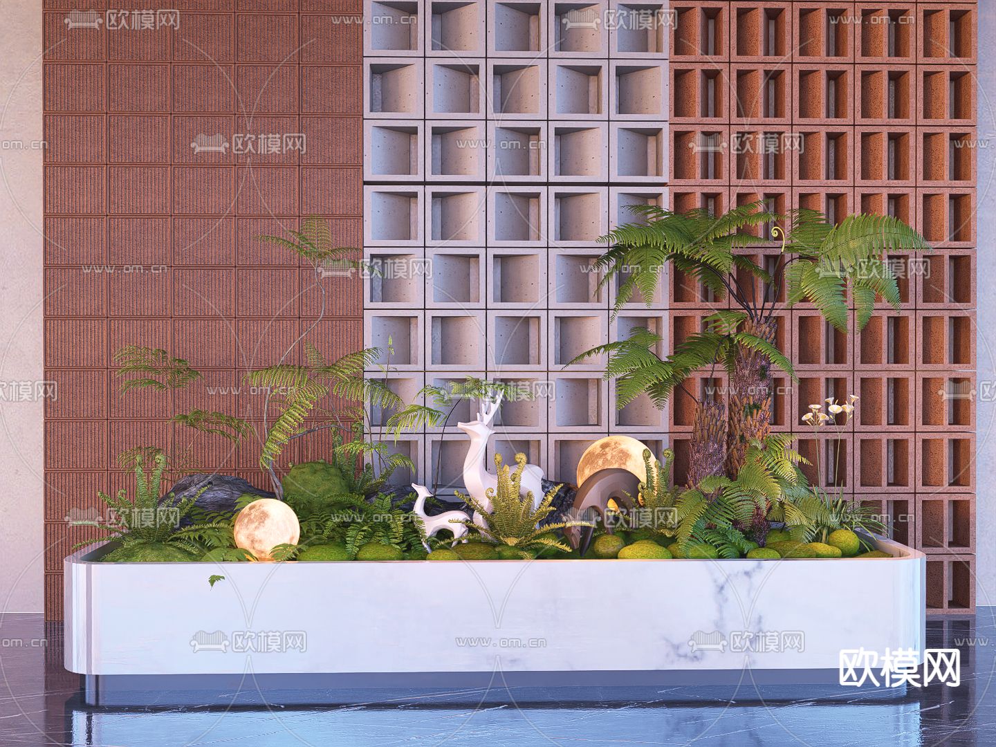 植物堆 花池花坛su模型下载（渲染图2）