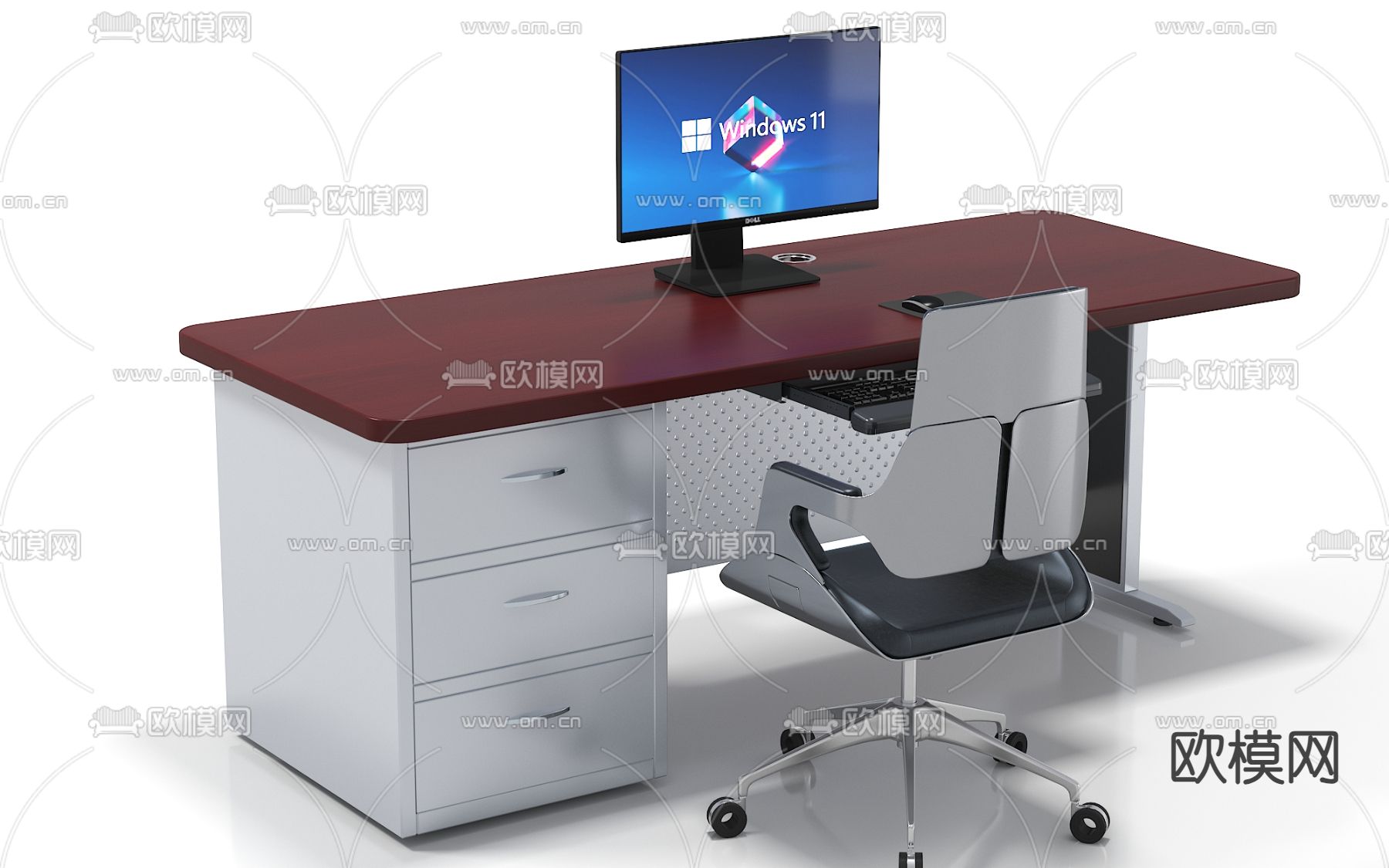 现代办公桌su模型下载（渲染图2）