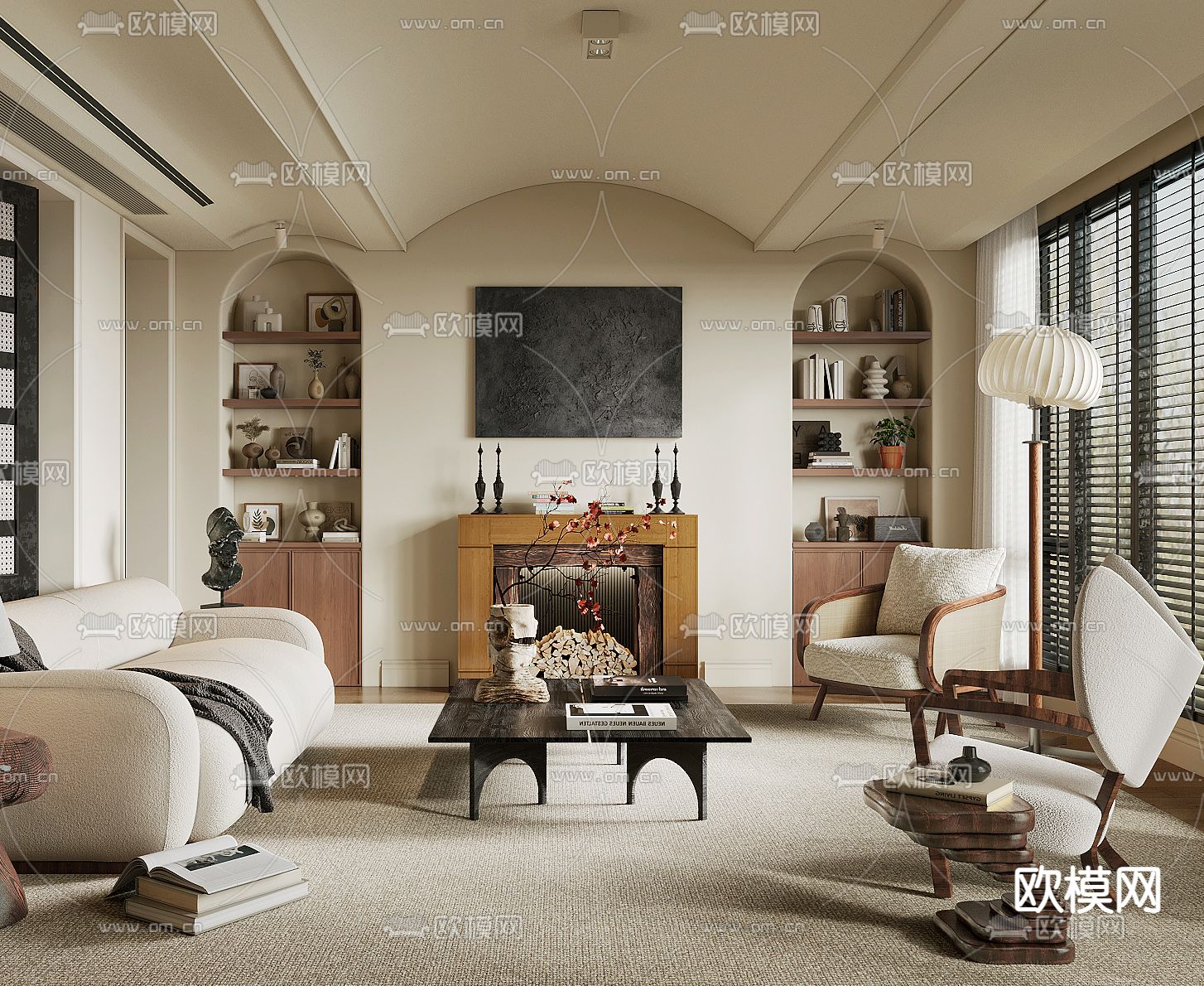 侘寂风客厅3d模型下载（渲染图2）