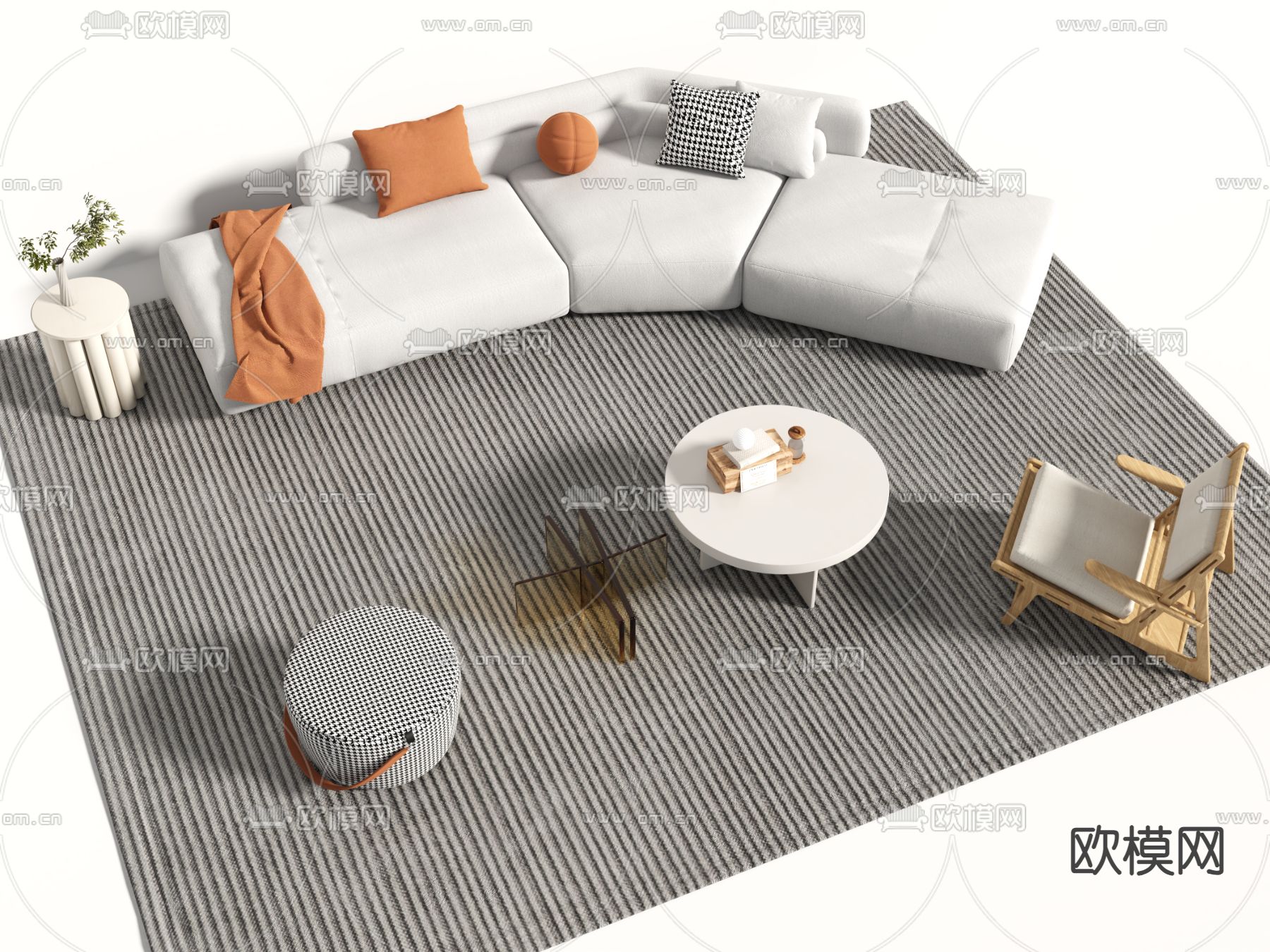 现代组合沙发3d模型下载