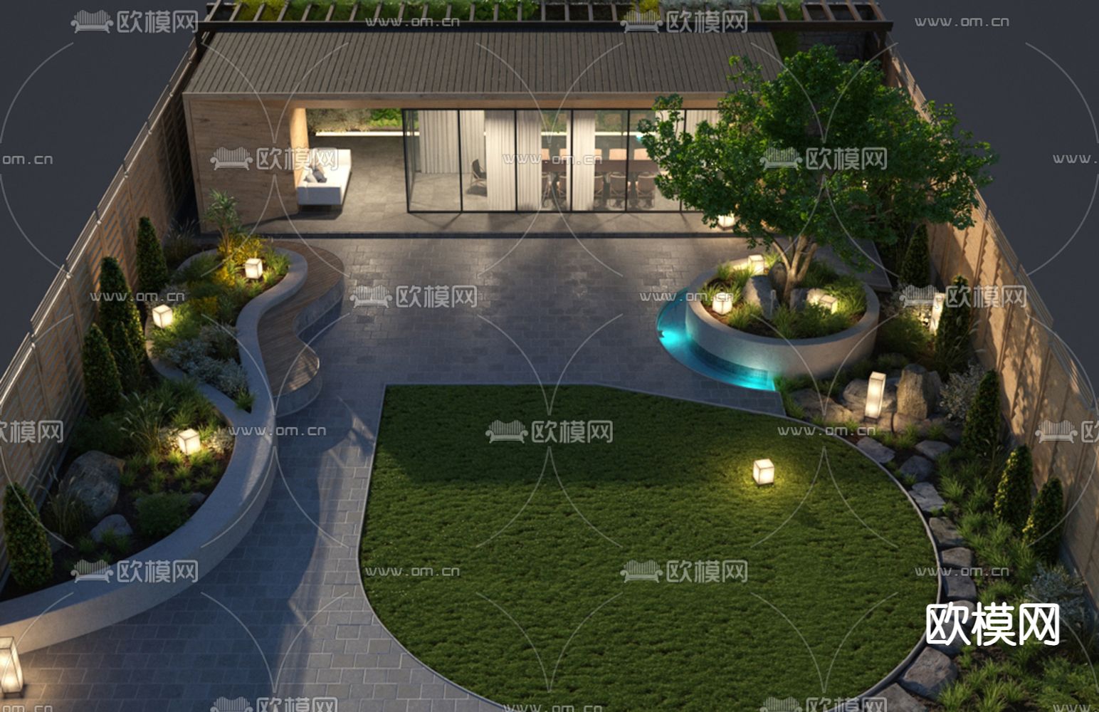 庭院景观 院子 花园免费3d模型下载（渲染图2）