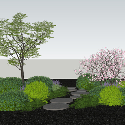  植物花境 植物堆su模型 