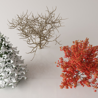  雪树 雪松 枯树su模型 