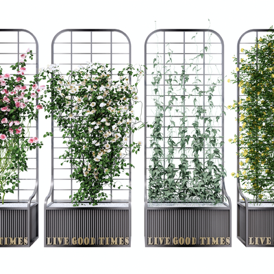  绿植花箱 花架su模型 