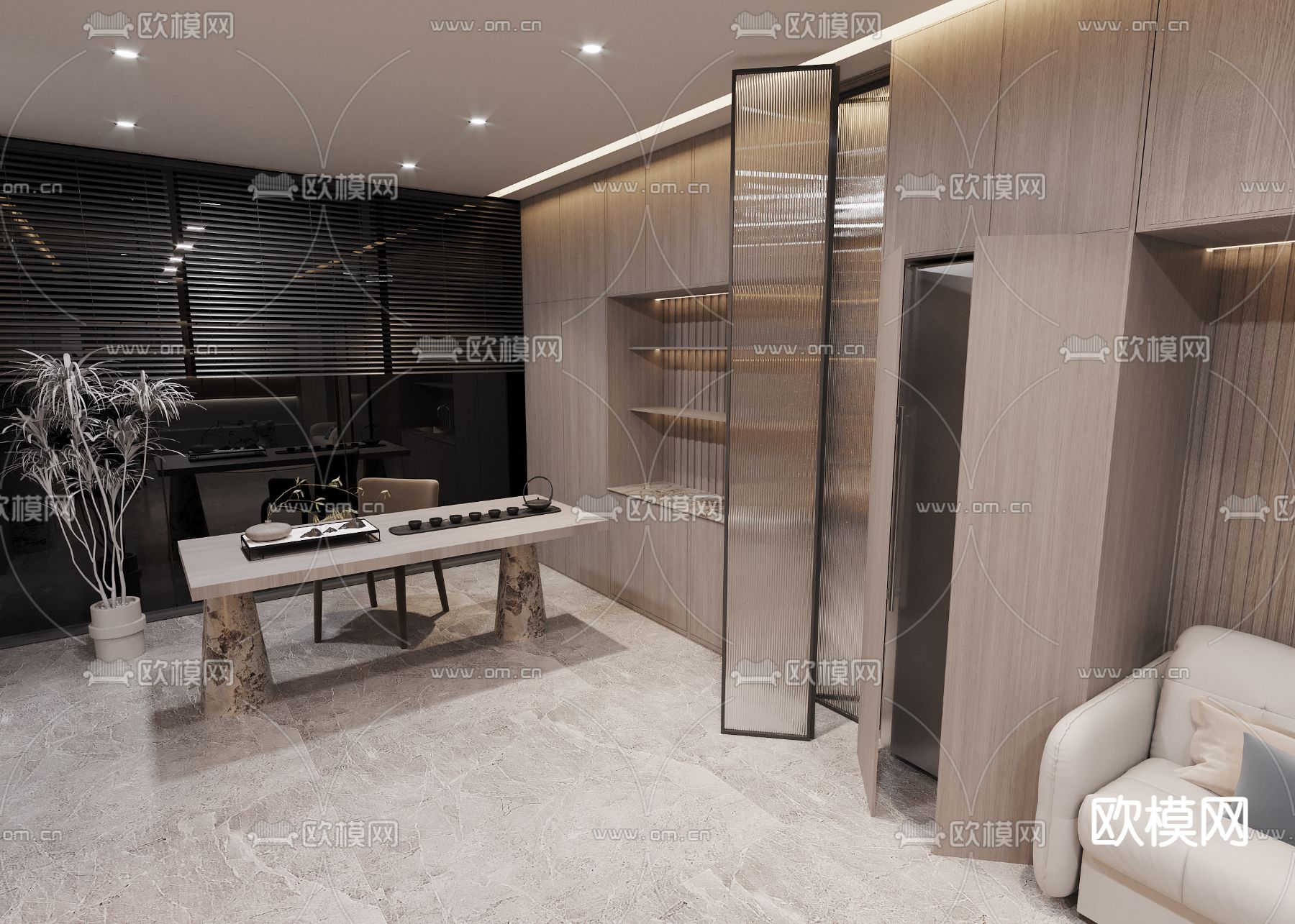 现代休闲室 品茶室 娱乐室3d模型下载（渲染图3）