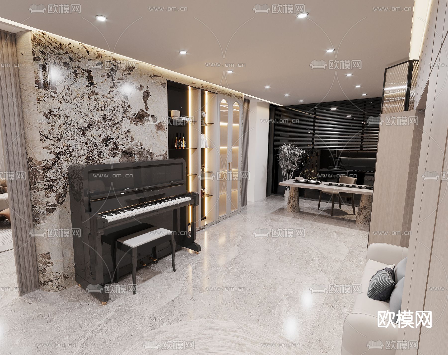 现代休闲室 品茶室 娱乐室3d模型下载（渲染图4）