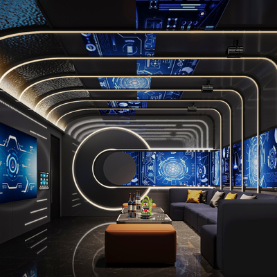  现代ktv包房 包间su模型 