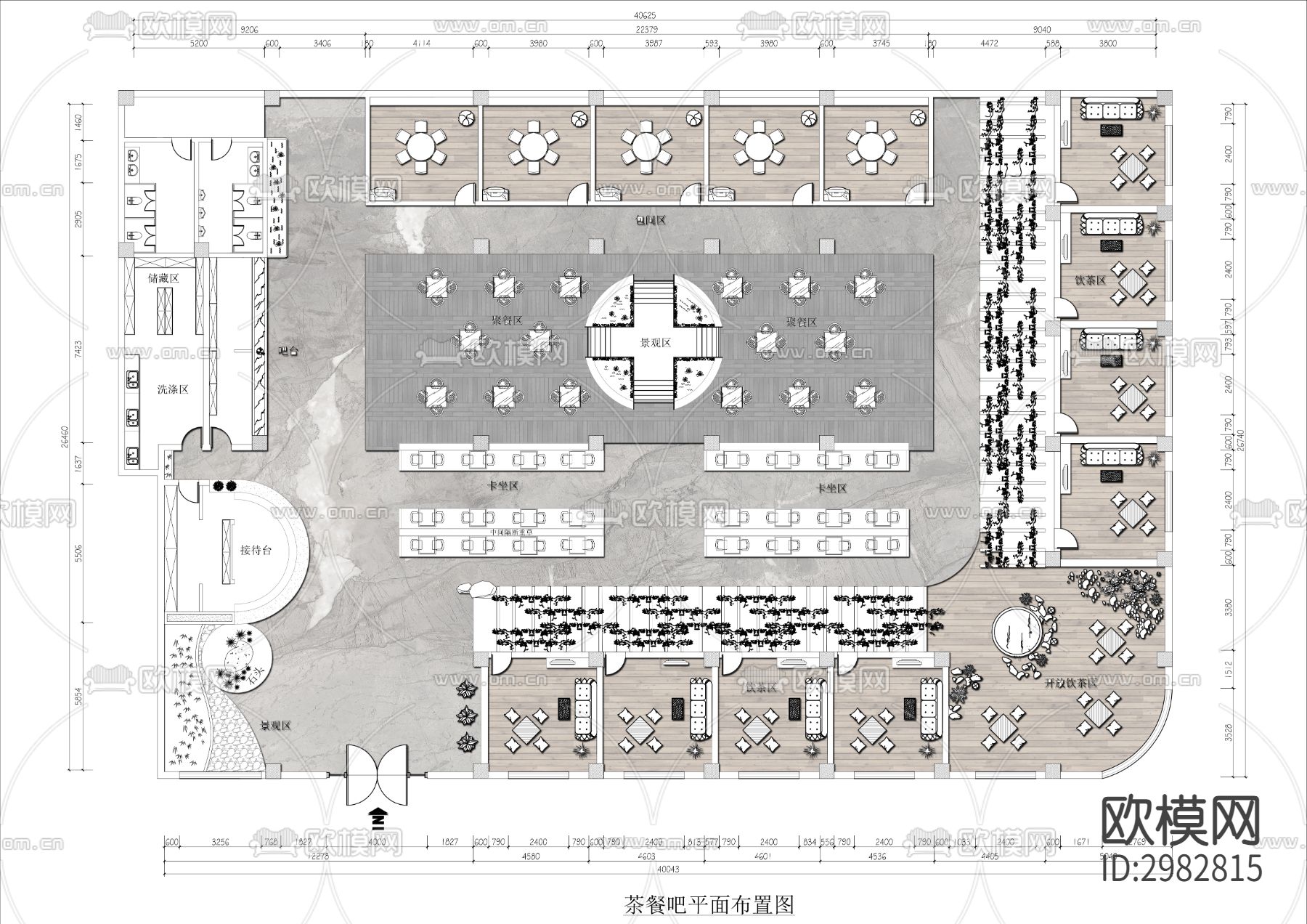 大型茶馆平面布置图下载