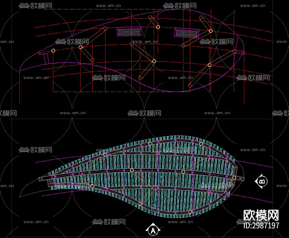 异形廊架基础节点大样图下载（渲染图5）