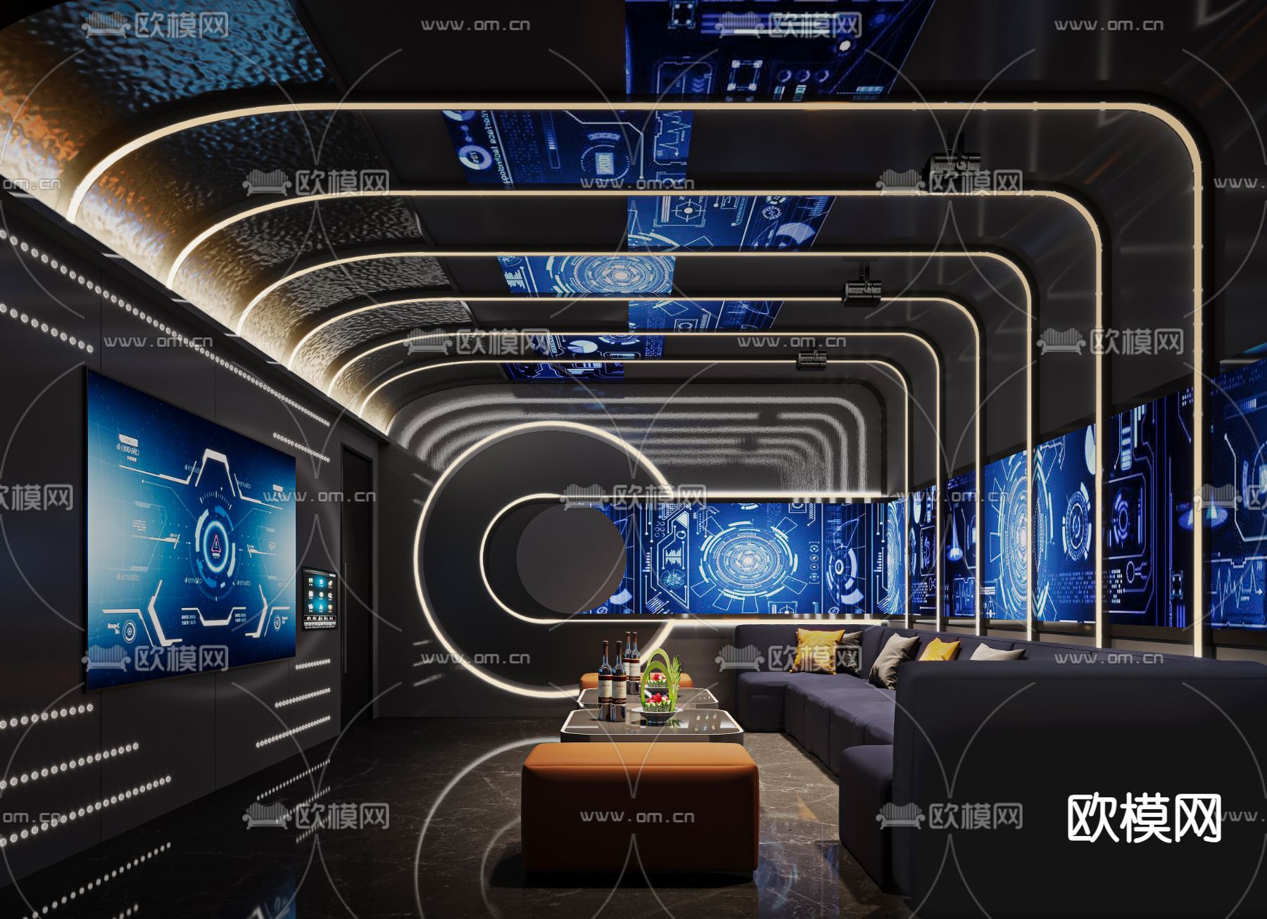 现代ktv包房 包间su模型下载（渲染图1）