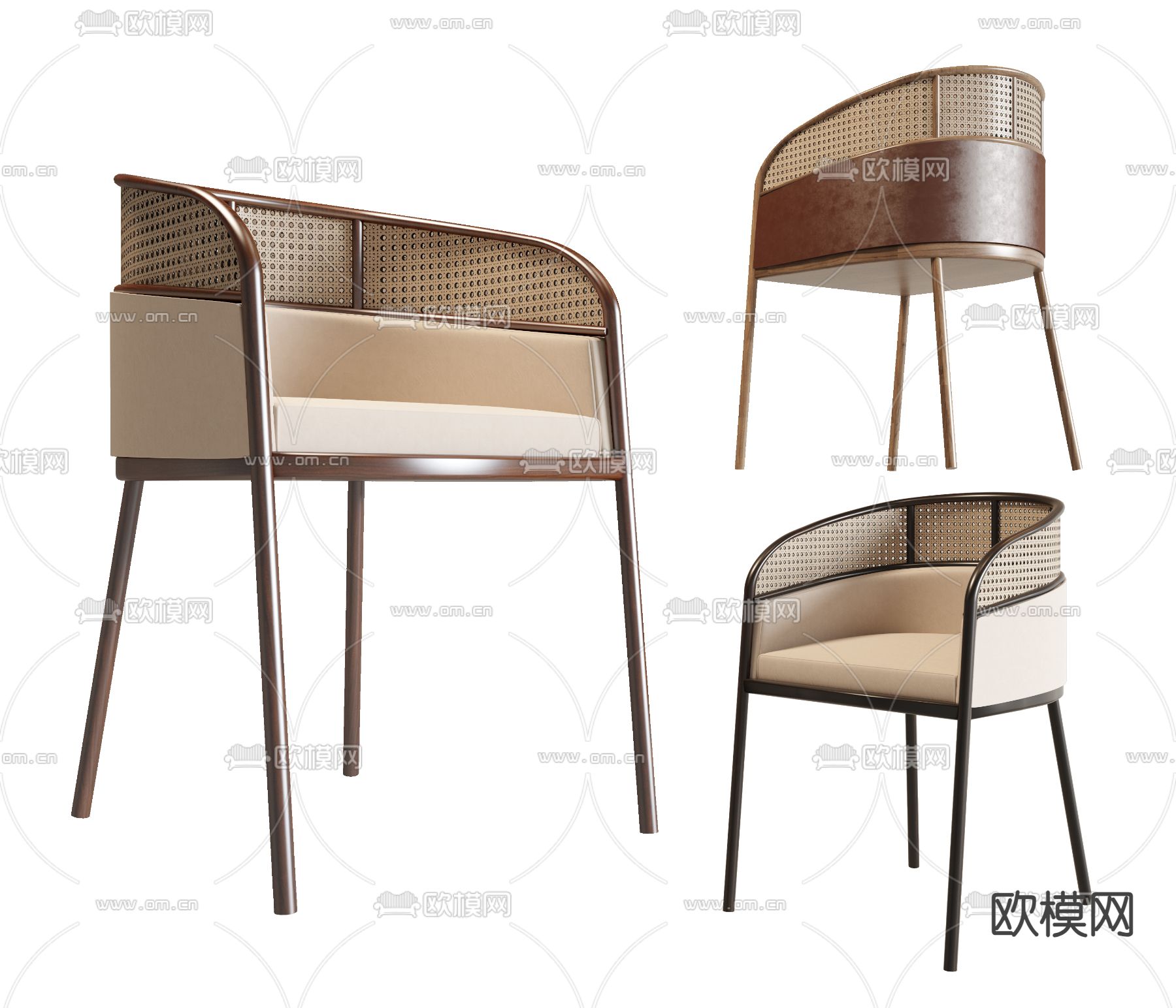 藤编椅子 餐椅3d模型下载