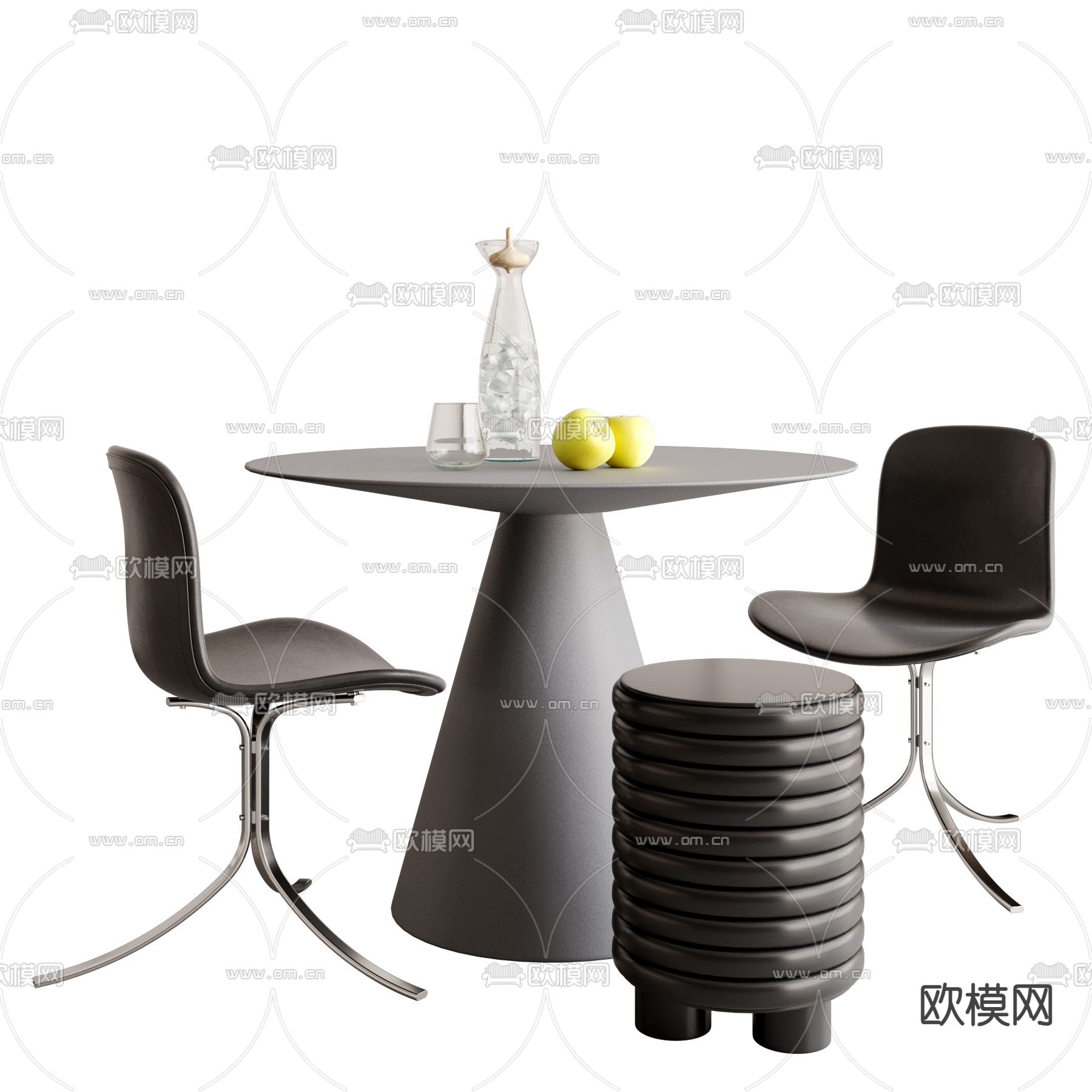圆形餐桌椅 洽谈桌3d模型下载