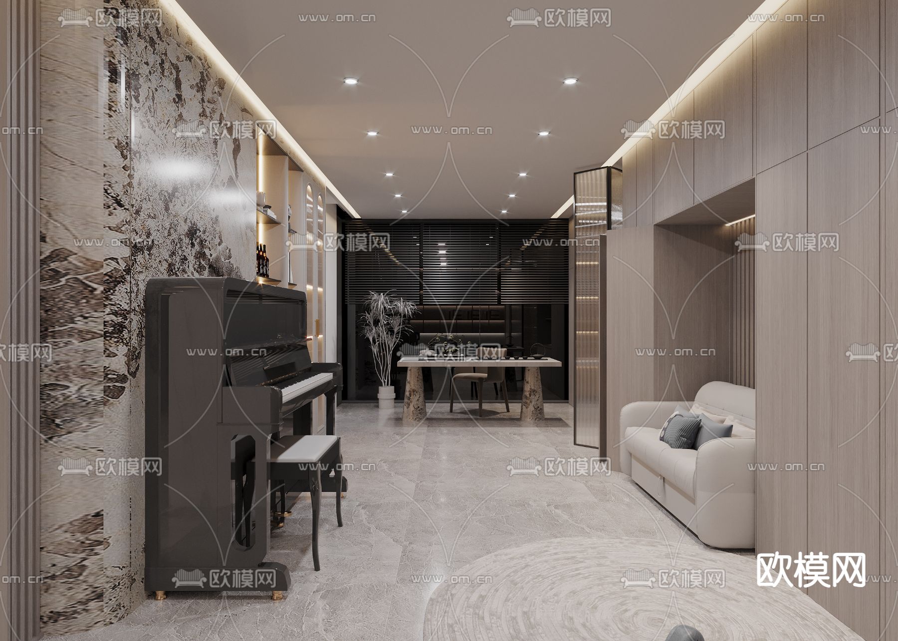 现代休闲室 品茶室 娱乐室3d模型下载（渲染图1）