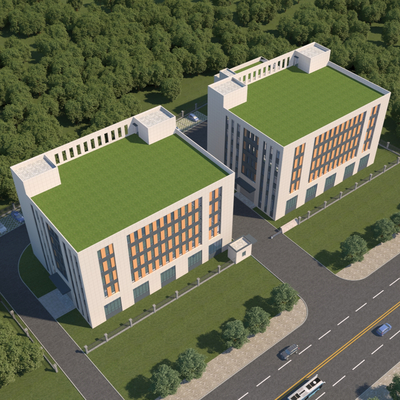  厂房鸟瞰su模型 