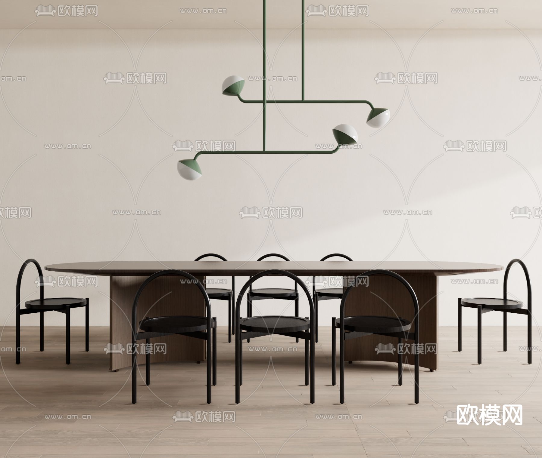 现代餐桌椅 原木餐桌3d模型下载