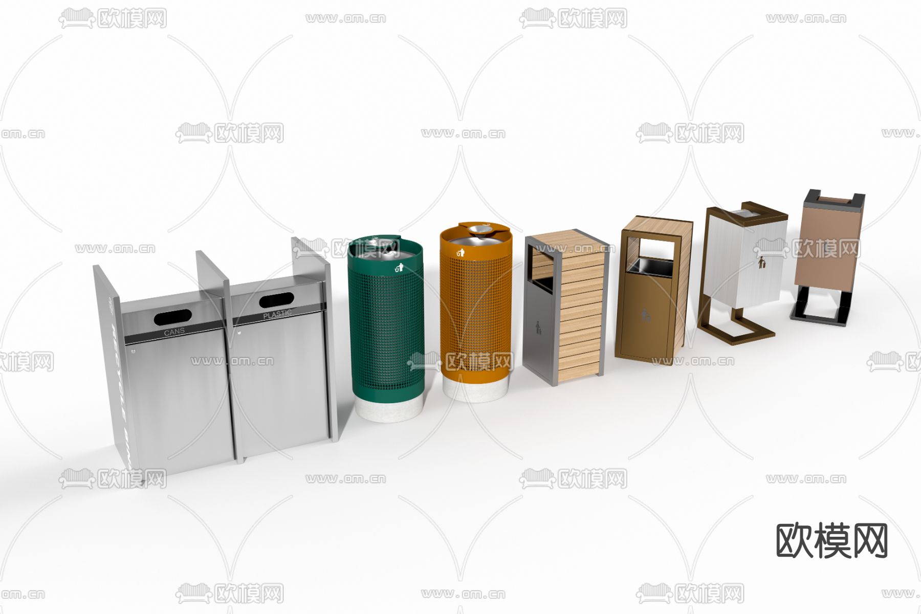 公共垃圾桶 公园垃圾箱3d模型下载