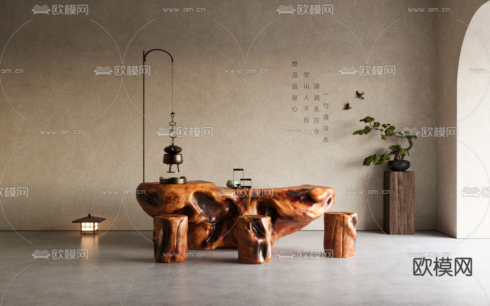 根雕茶几 茶桌 茶台3d模型下载