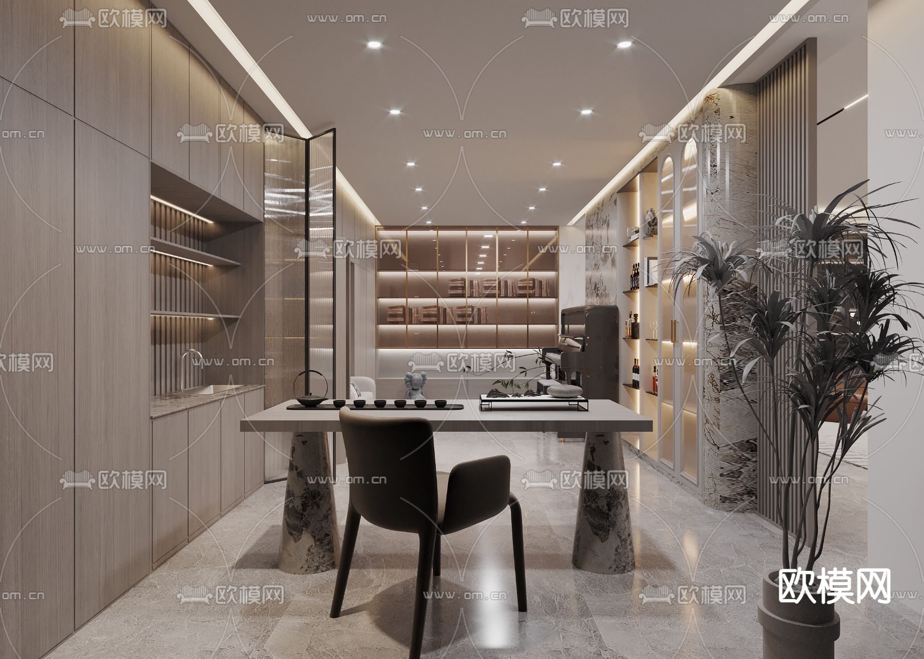 现代休闲室 品茶室 娱乐室3d模型下载（渲染图2）