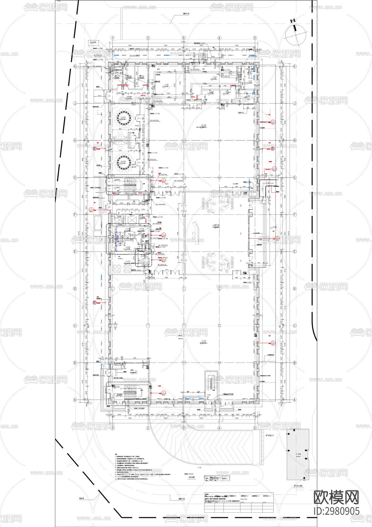 北部通信枢纽中心运维楼（综合配套楼）工程CAD施工图下载（渲染图2）