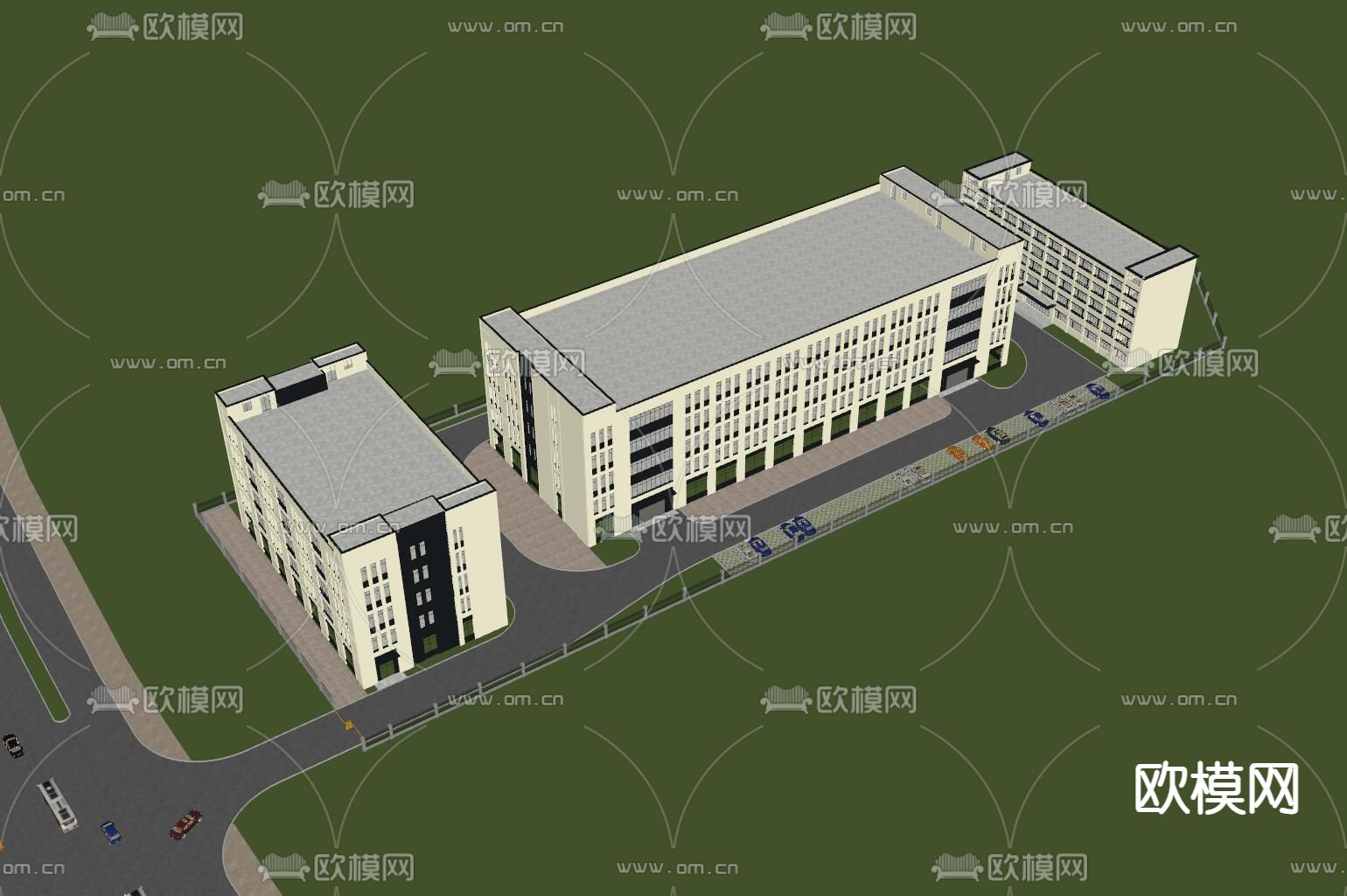 厂房鸟瞰su模型下载（渲染图1）