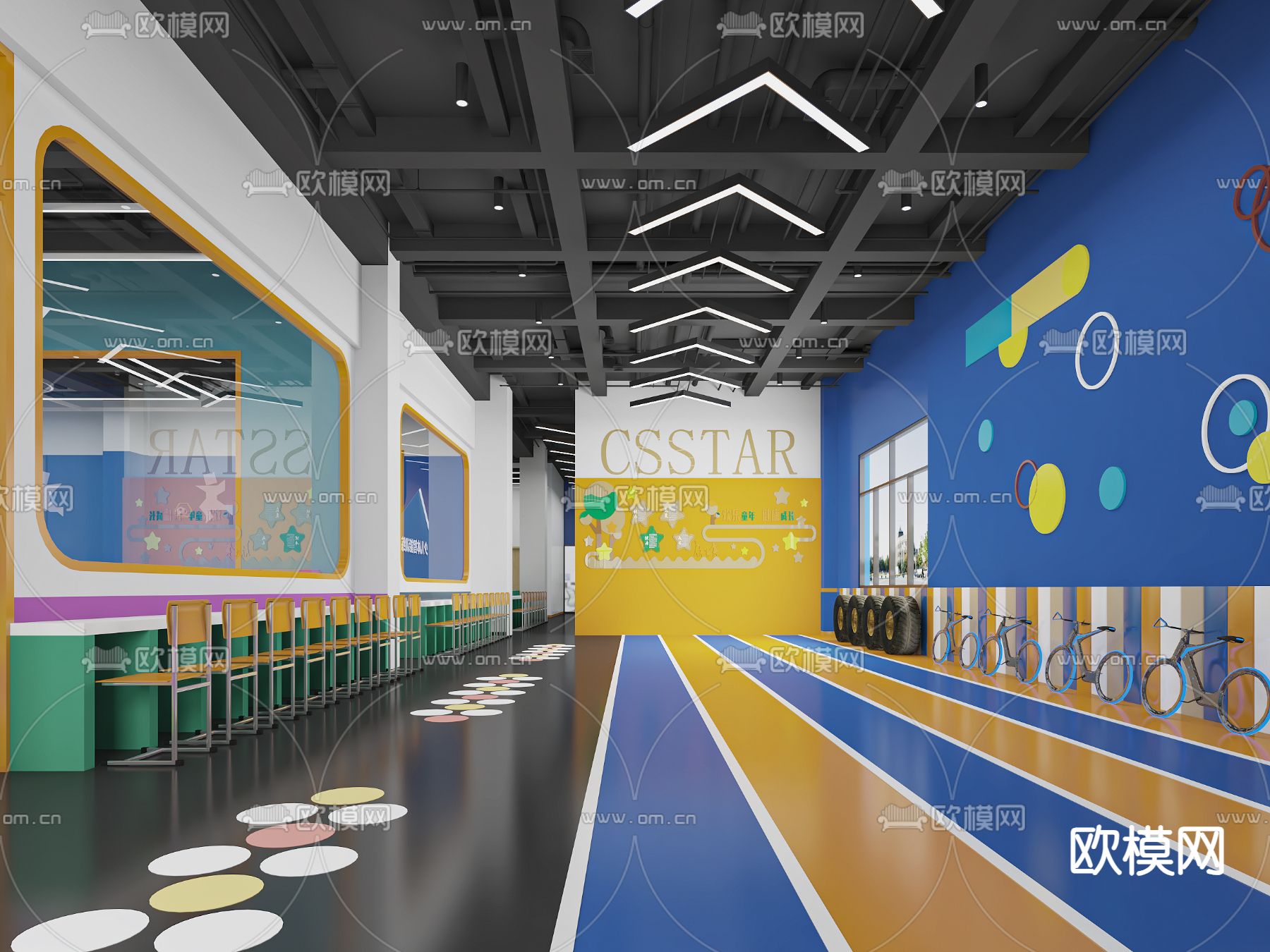 工业风体育馆 儿童训练馆3d模型下载（渲染图1）