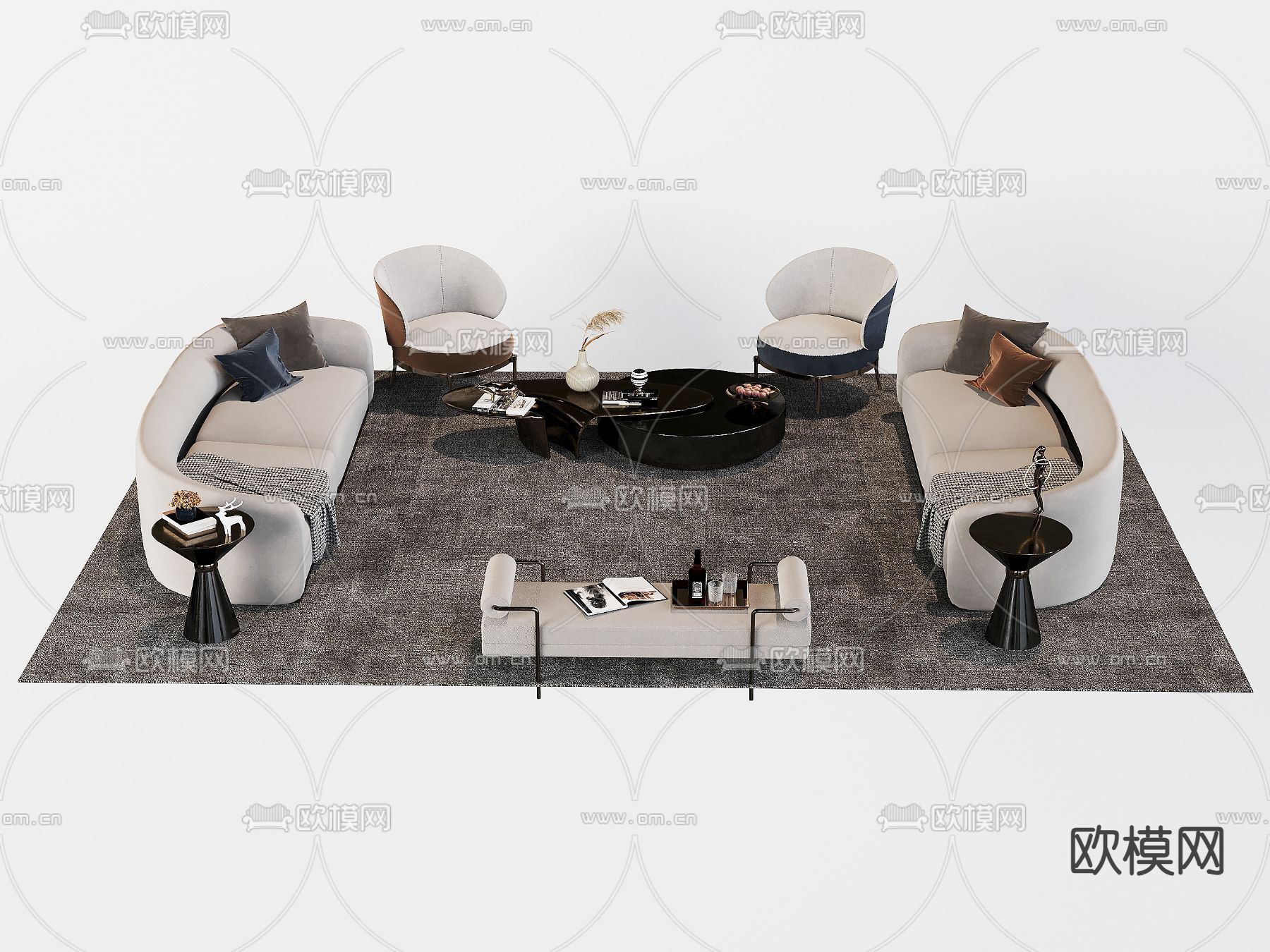 大堂沙发 接待沙发3d模型下载