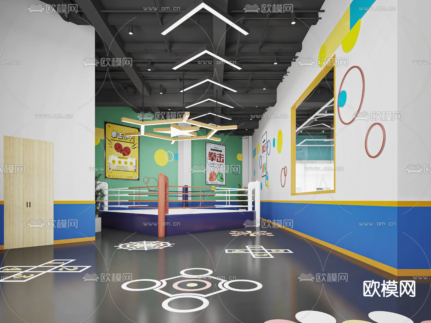 工业风体育馆 儿童训练馆3d模型下载（渲染图2）