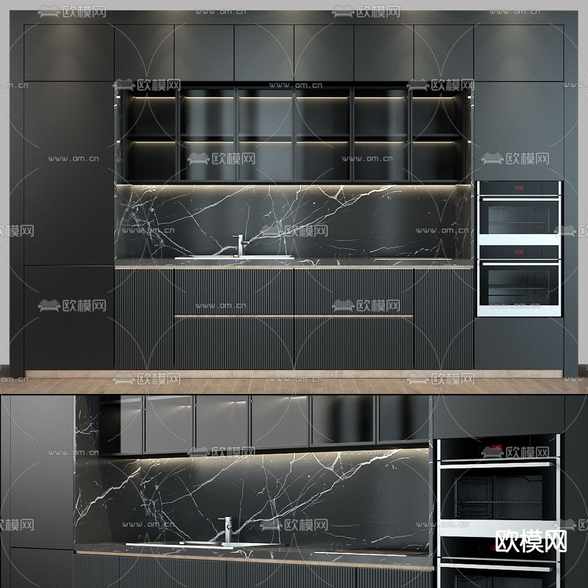 高级灰橱柜3d模型下载