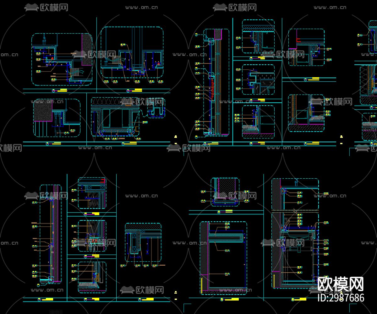 酒店客房节点大样图下载（渲染图1）