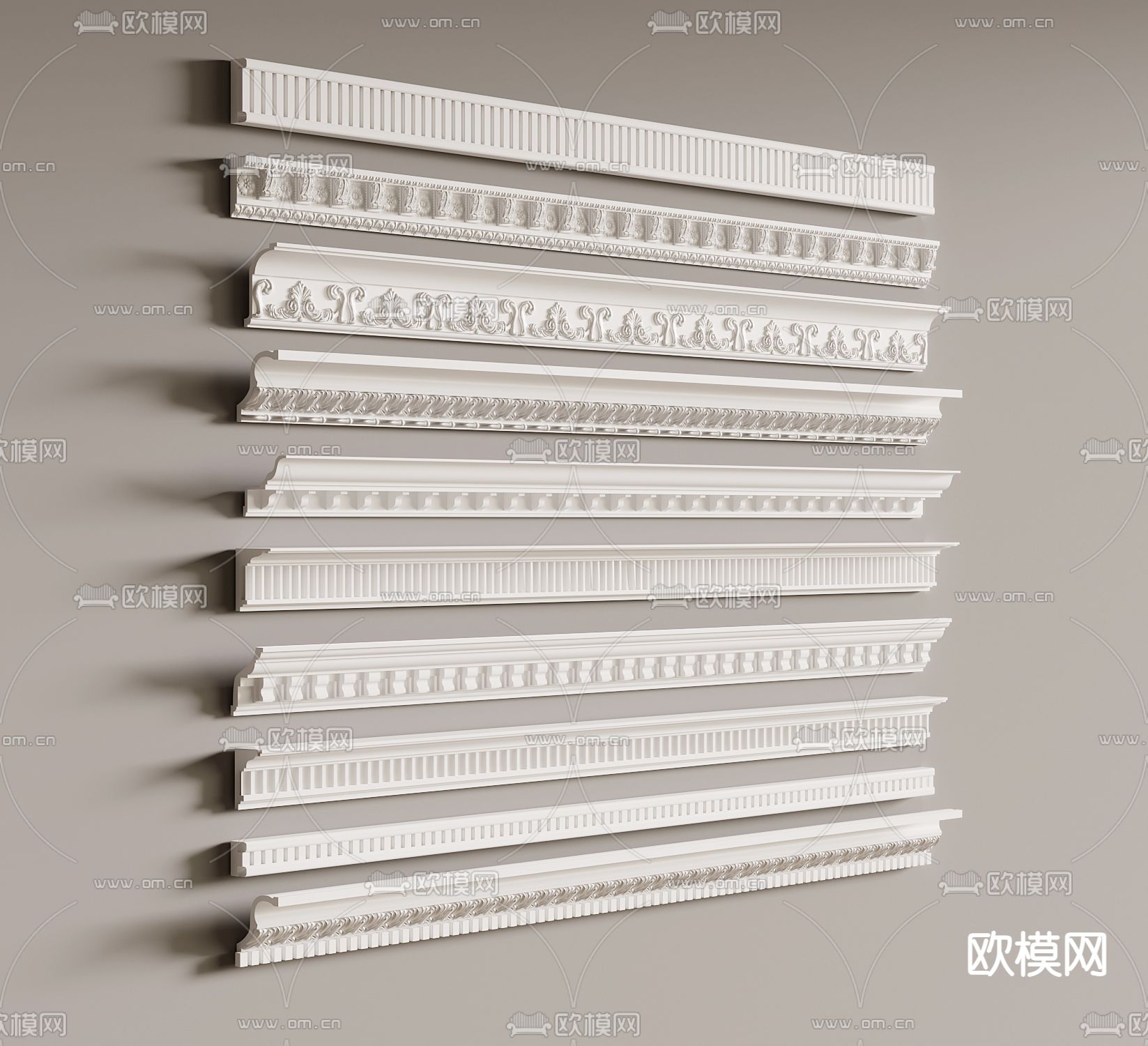 法式线条 石膏线su模型下载（渲染图2）