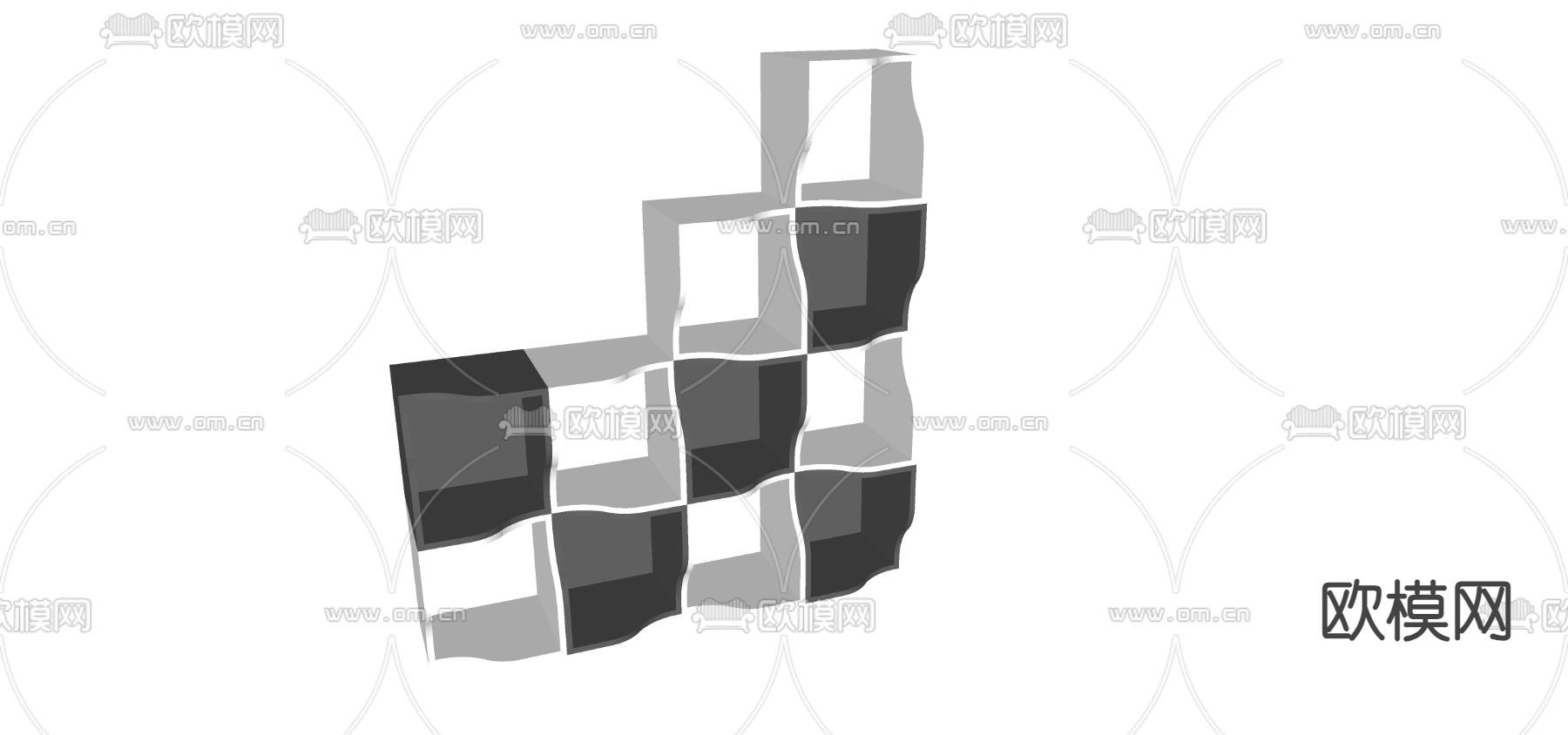 书架柜子su模型下载（渲染图1）